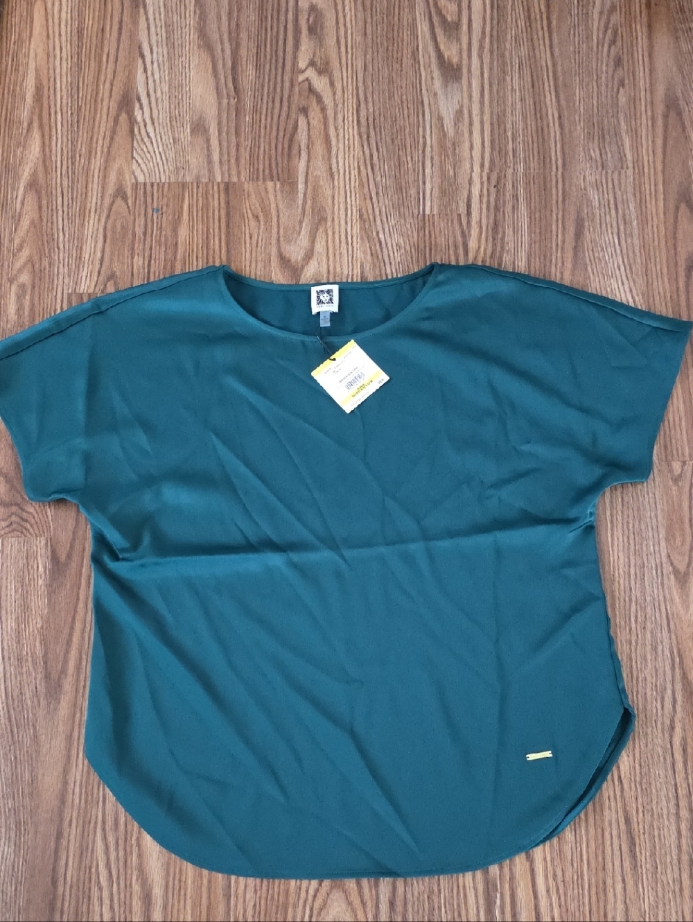 Anne Klein Deep Teal Short-Sleeve Blouse
